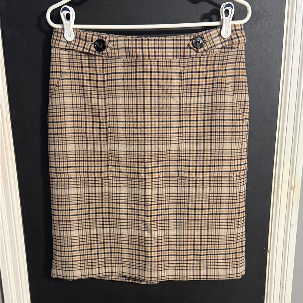 Merona Wool Blend Plaid Lined Mini Skirt Size: M